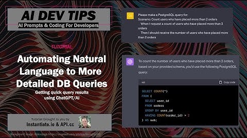 AI Dev Tip 6 - Create DB Detailed queries w/ChatGPT from natural language scenarios