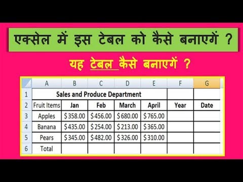 एक्सेल में टेबल कैसे बनाते हैं ? How to draw a table in excel ? इस तरहे का टेबल बनाना सीखें