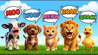 Cute Animal Sounds for Kids 🐱🐄 | Learn Animal Names and Sounds Monkey , Cat , cow #AnimalsForKids