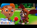 Blippi plays ball with dogs  blippi wonders animated adventures for kids  moonbug kids