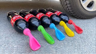 Crushing Crunchy &amp; Soft Things by Car! EXPERIMENT Car vs COCA COLA BALLOONS, Fanta, Mirinda Balloon