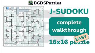Jigsaw Sudoku 16x16 Complete Walkthrough | Easy Puzzle Solved Step by Step