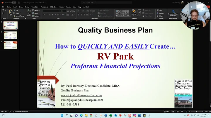 RV Park Pro Forma Financial Projections – Quickly and Easily!!  By Paul Borosky, MBA.
