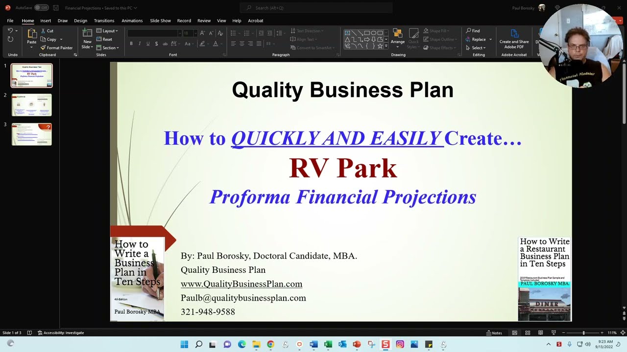 RV Park Proforma Financial Projections Quickly and Easily!! By Paul