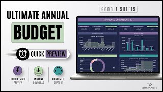 Ultimate Annual Budget Template Google Sheets | Dark Mode | Quick Preview