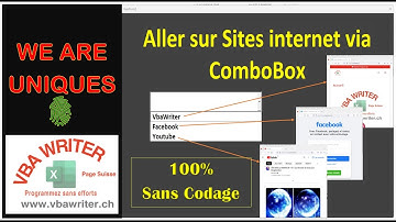VBA  ComboBox, Sélectionner pour ouvrir Sites internet_ Sans codage/ 55. www.VbaWriter.ch
