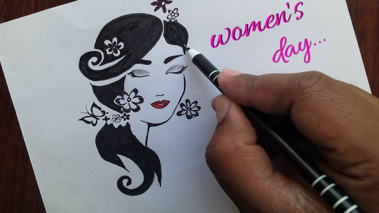 How to draw women's day drawing step by step || International ...