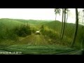 Keep Distance in Offroad: Nissan NP300 slides downhill (uncensored)