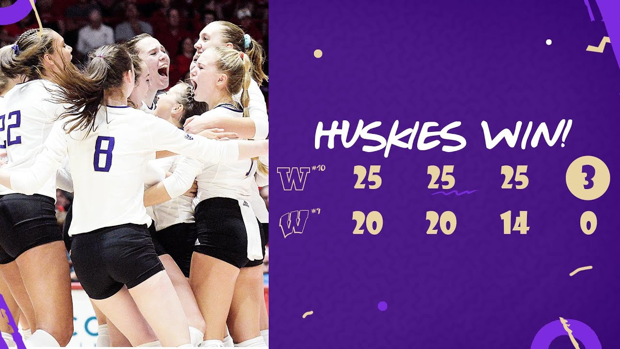 Volleyball No. 10 Huskies sweep No. 9 Badgers in Seattle YouTube