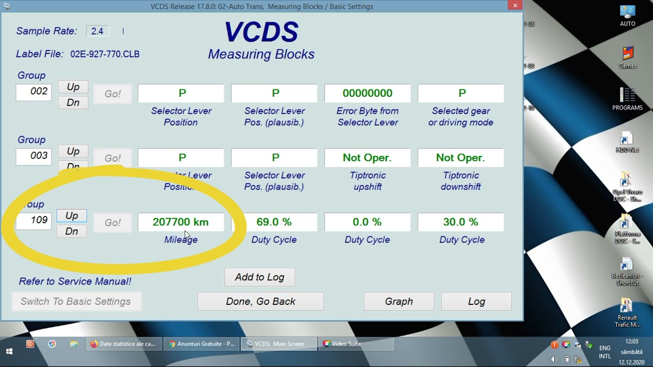 VCDS - Mileage Check on Auto trans module 