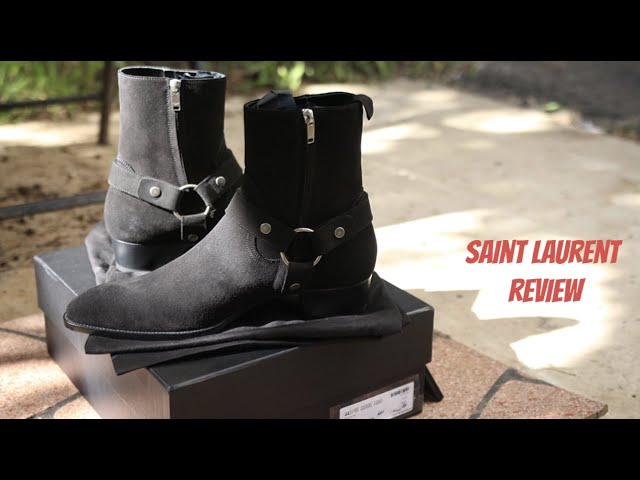 The Saint Laurent Wyatt Harness Review In Black Suede - YouTube