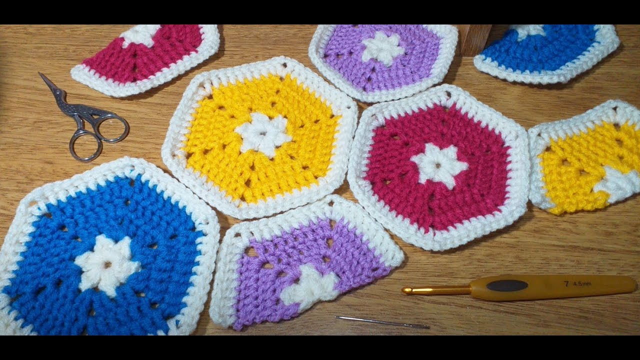 MITAD DE HEXAGONO TEJIDO A CROCHET Mano Izquierda