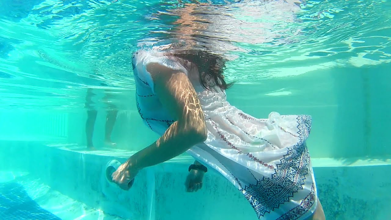 WETLOOK* Model Elena in the pool, wet dress, wet hair...👗 ♥ - YouTube.