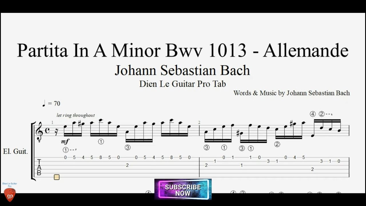 Partita in A Minor BWV 1013 by J. S. Bach for Guitar