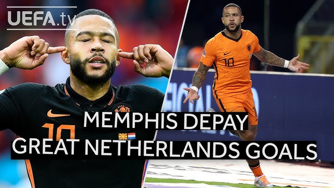 Memphis Depay da Holanda, comemora o seu gol durante a partida