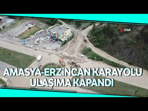 Amasya-Erzincan Karayolu Sel Nedeniyle Ulaşıma Kapandı