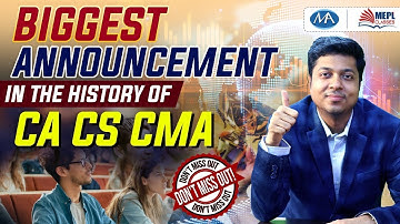 Huge announcement  CA CS CMA |mohit agarwal | mepl classes