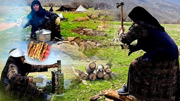 Rural life in Iran: Cooking chicken kebab and rice kateh in nature |village cooking in nature| ILAM