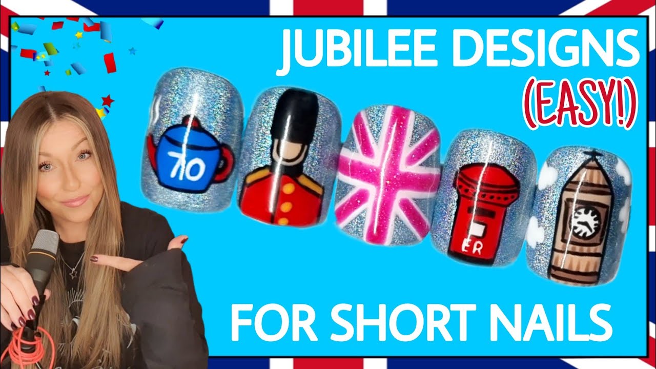 🇬🇧 EASY Jubilee nail art designs Short nails UK Big Ben Union Jack British London