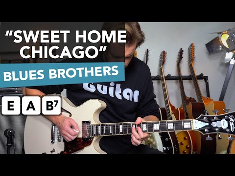 "Sweet Home Chicago" electric guitar lesson (blues brothers style)