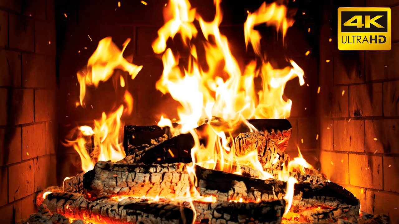🔥 Камин, 12 часов уюта, морозная ночь и потрескивание огня для полного спокойствия (Fireplace 4K)
