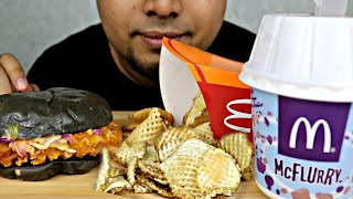 ASMR - spicy korean burger | potato chips | MCDONALD | No talking | eating show ASMR