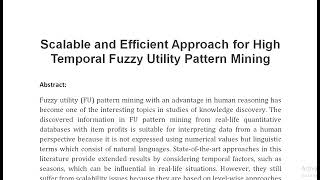 Scalable and Efficient Approach for High Temporal Fuzzy Utility Pattern Mining