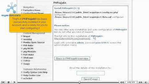 Installing phprojekt from Fantastico