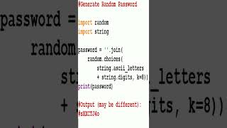 Code for random password generator #python #code #programming #password #computerscience #developer