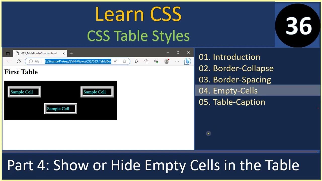 Table Style | Part 4 - Empty-Cell CSS Property | CSS Tutorial #36 - YouTube