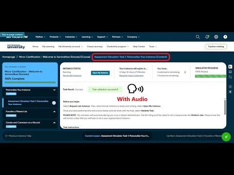 Assessment Simulator Task 1: Personalize Your Instance | Micro-Certification - Welcome to ServiceNow