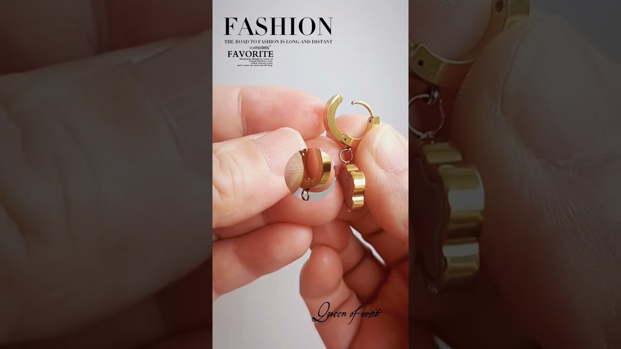 18k Gold Plated Stainless Steel Four Leaf Clover Dangle Hoop Earrings For Women 