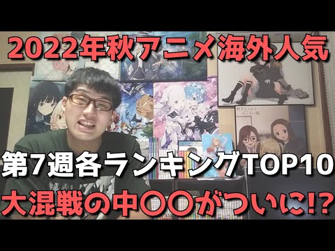 【2022年秋アニメ第7週】「海外人気」各ランキングTOP10【Anime Trending、Anime Corner、Animetrics】(ネタバレなし)【大混戦の中〇〇がついに！？】