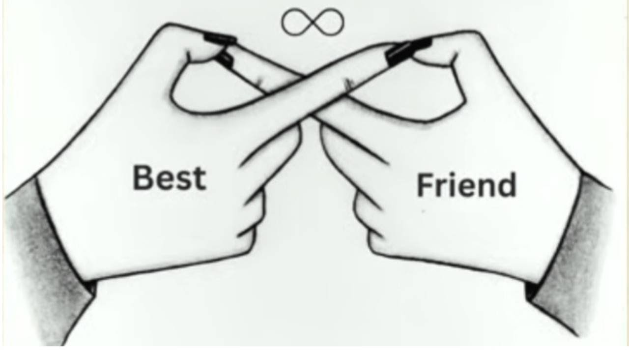BFF Drawing easy step by step / Best friends Drawing hand - pencil ...
