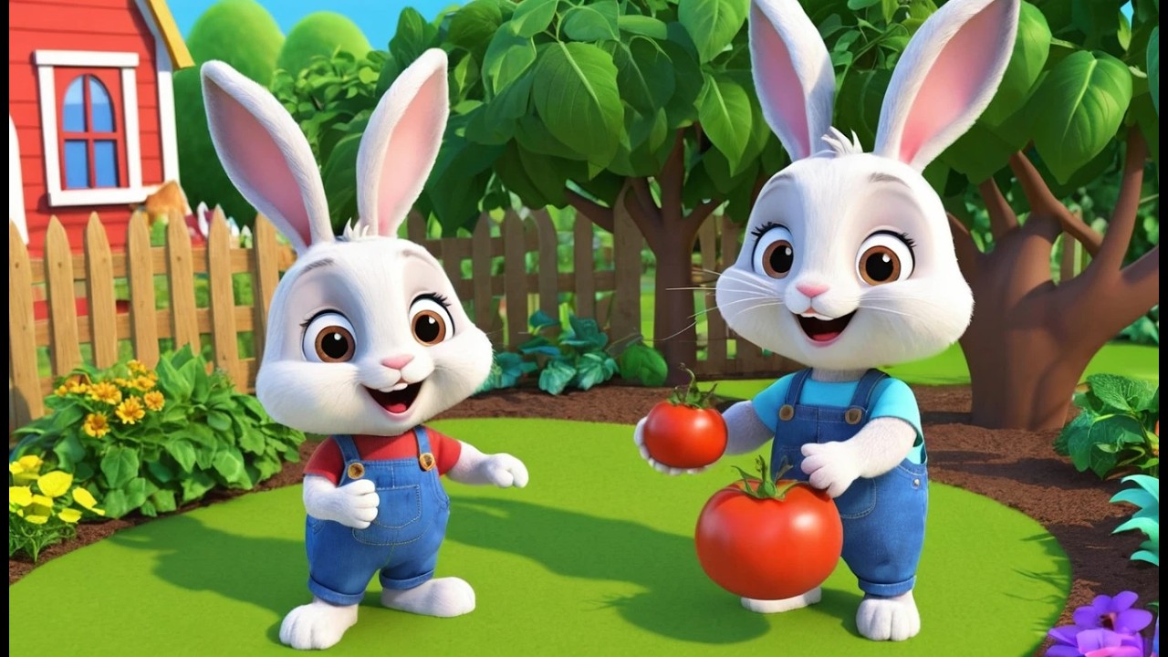 Grandma and Little Bunny Grow Fresh Tomatoes | Cute Garden Kids Nursery Rhyme Animation