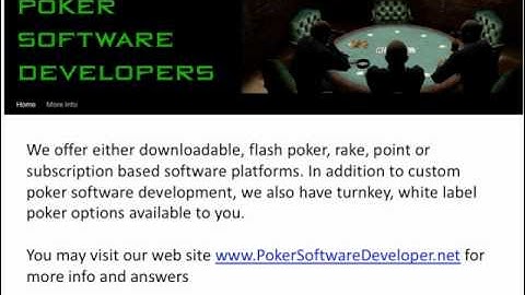 Poker Software Developer and Programming