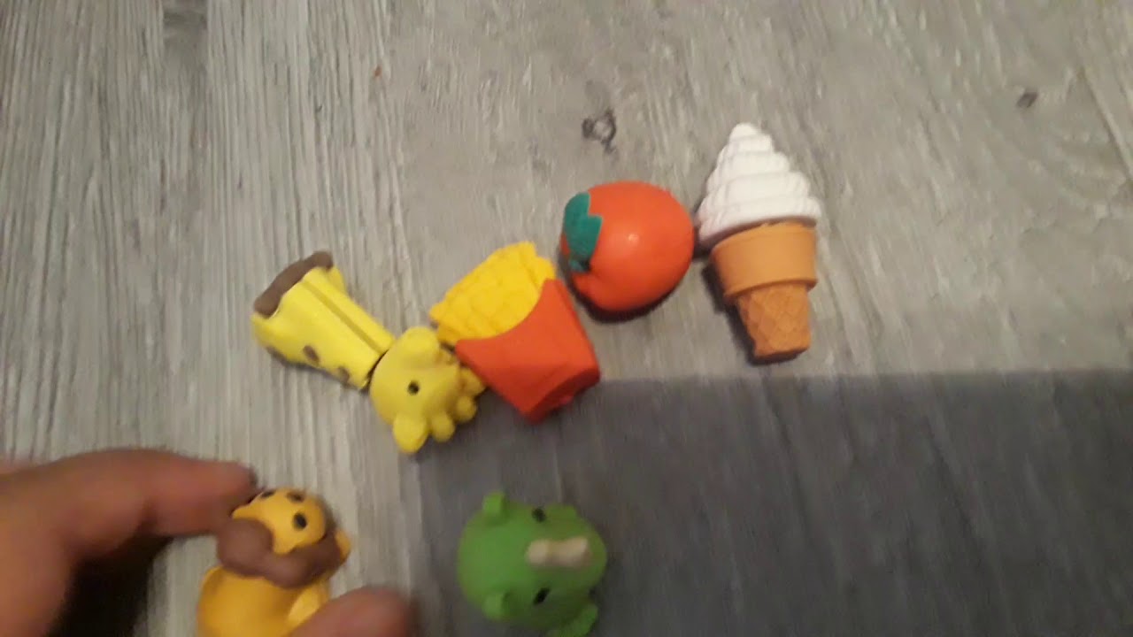 Eraser animals & food unboxing YouTube
