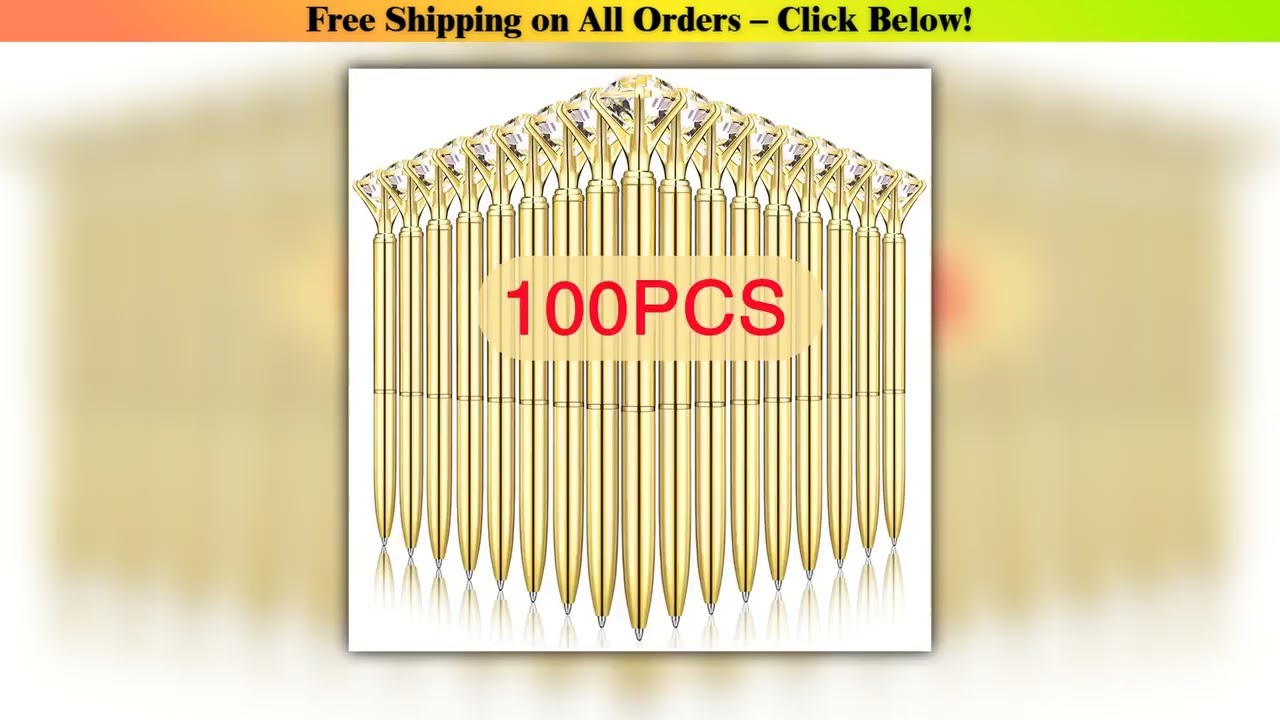 100Pcs Ballpoint Pen Comfortable Writing Pen Beautiful Metal Diamond Journal Pens Black Ink Gift