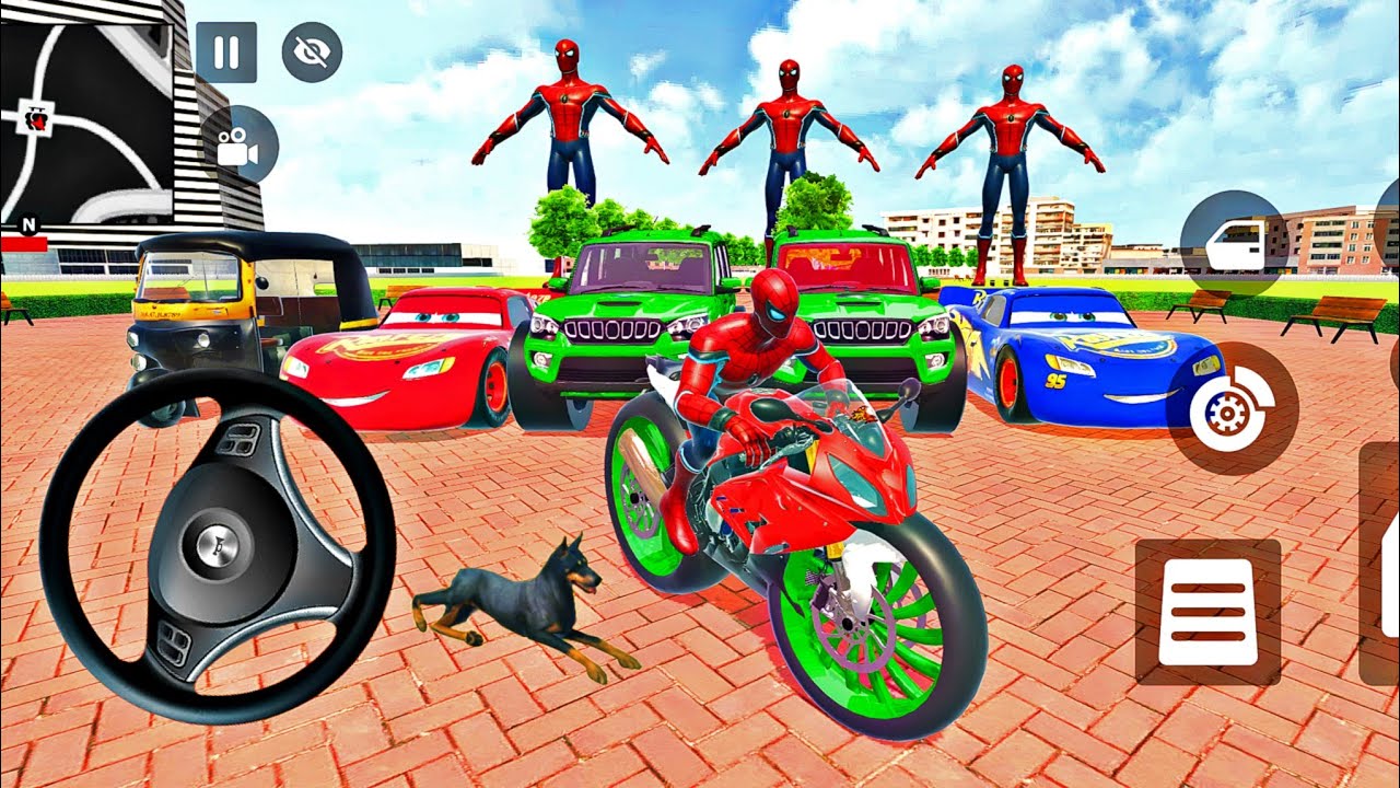 🥰 Spiderman Mc Queen Car 🦚 Many Monster Spiderman Car Simulator Police Modified Car Showroom🎉3D Game