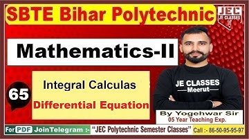 #65 SBTE Bihar Polytechnic 1st Semester Mathematics - II | JE CLASSES Meerut Group A & B