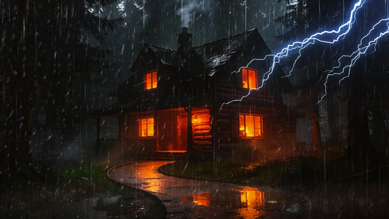 Sleep Peacefully Tonight 🌧️ Forest Cabin Rain & Fireplace Ambience