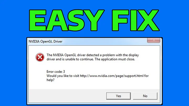 How To Fix Nvidia OpenGL Driver Detected a Problem with the Display Driver Error Code 3