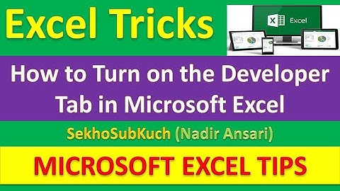 How to Turn on the Developer Tab in Microsoft Excel : Excel Tutorials and Trainings [Urdu / Hindi]