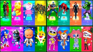 Ladybug and Cat Noir 🆚 Winnie the Pooh 🆚 Peppa Pig 🆚 TM Ninja Turtles 🆚 Pomni - Tiles Hop EDM Rush