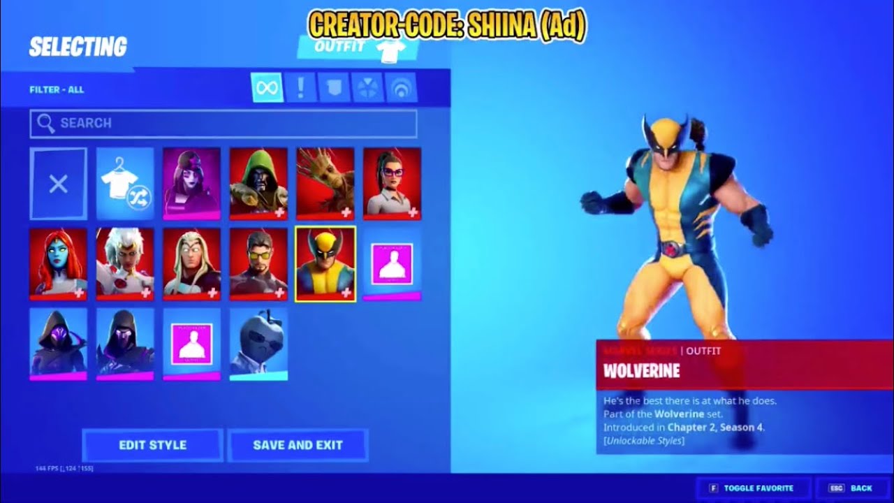 All New Skins Showcase Iron Man Wolverine Thor Groot And More Fortnite Season 4 Youtube