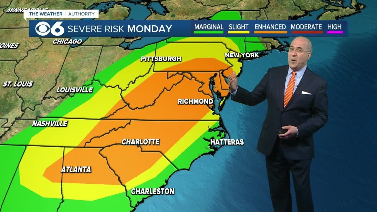 'Enhanced risk' for severe storms Monday in Virginia - YouTube