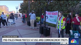ProPalestinian protest at USC amid commencement preps