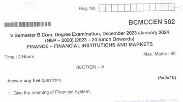 B.Com 5th Semester FINANCIAL INSTITUTIONS AND MARKETS Question paper 2024