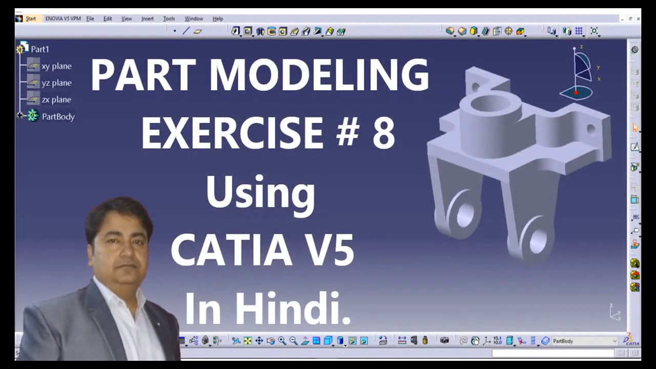 CATIA V5 Part Modeling Exercise # 8 - YouTube