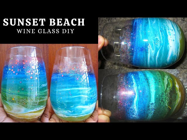 Easy and Inexpensive DIY Beach Inspired Frosted Wine Glasses